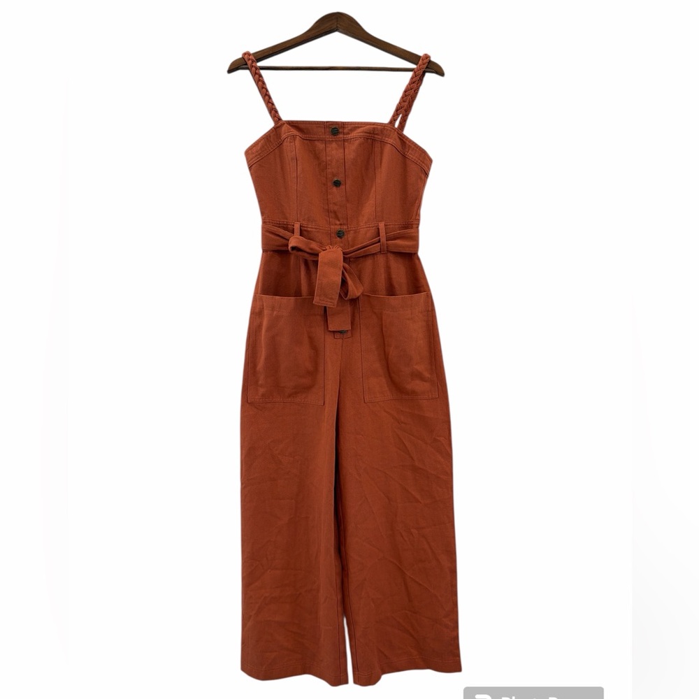 Elegant Rust Jumpsuit with Belted Waist